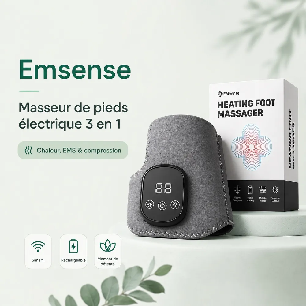 Emsense, masseur de pieds électrique 3 en 1 (chaleur, EMS, compression)