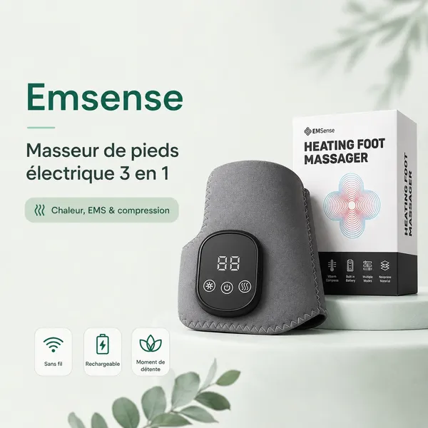 Emsense, masseur de pieds électrique 3 en 1 (chaleur, EMS, compression)