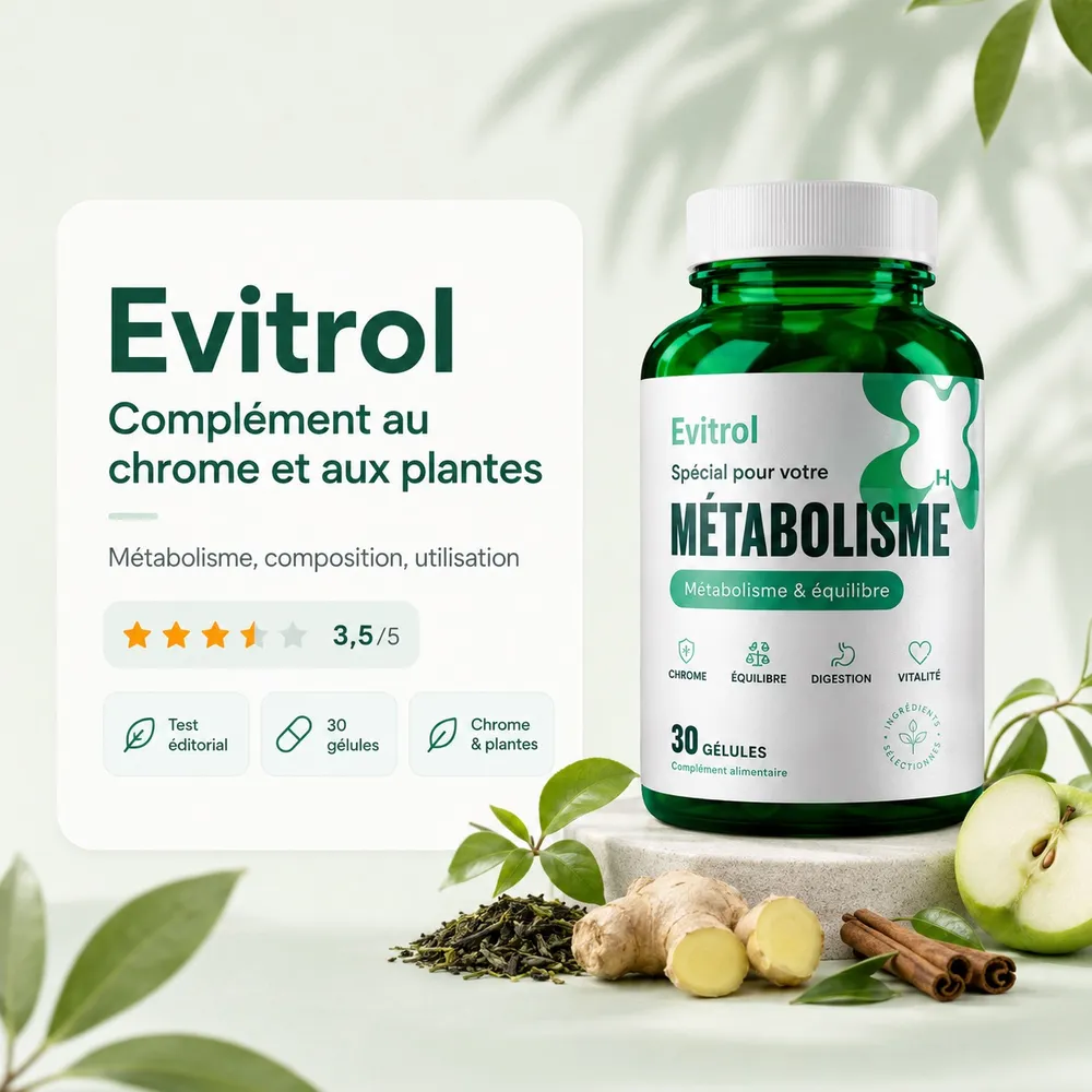 Evitrol, complément au chrome et aux plantes (30 gélules)